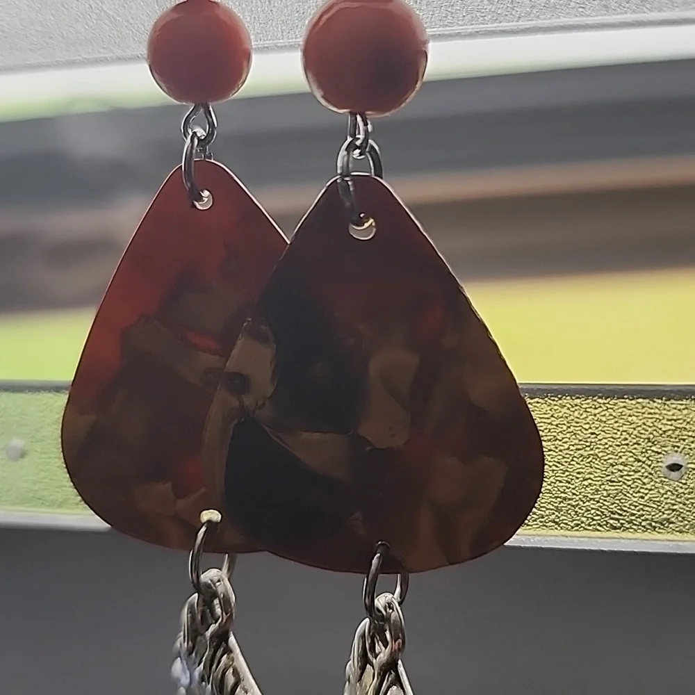 Handmade Silver and Brown Horse Dangle Earrings - Picture 2 of 6